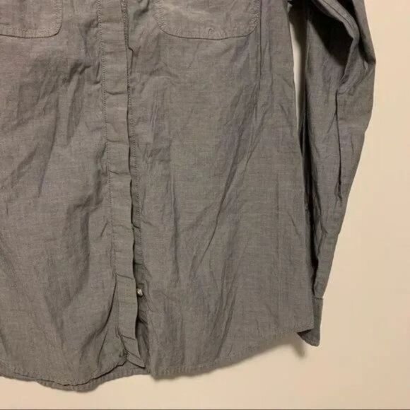 Ann Taylor grey chambray cotton blend button front casual office work top size 2 - Picture 5 of 7